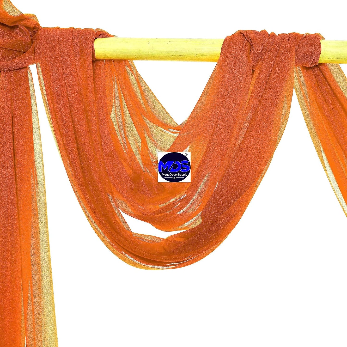 MDS Halloween Chiffon Draping Fabric - 1 Panel, 30" Wide x 40ft Long - Sheer Spooky Arbor & Canopy Drapery for Haunted House Backdrops, Party Ceilings, DIY Costumes & Themed Events - Orange