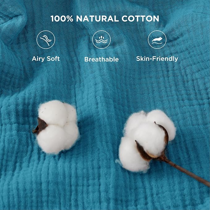 Bedsure 100% Cotton Muslin Blanket King Size - Image 3