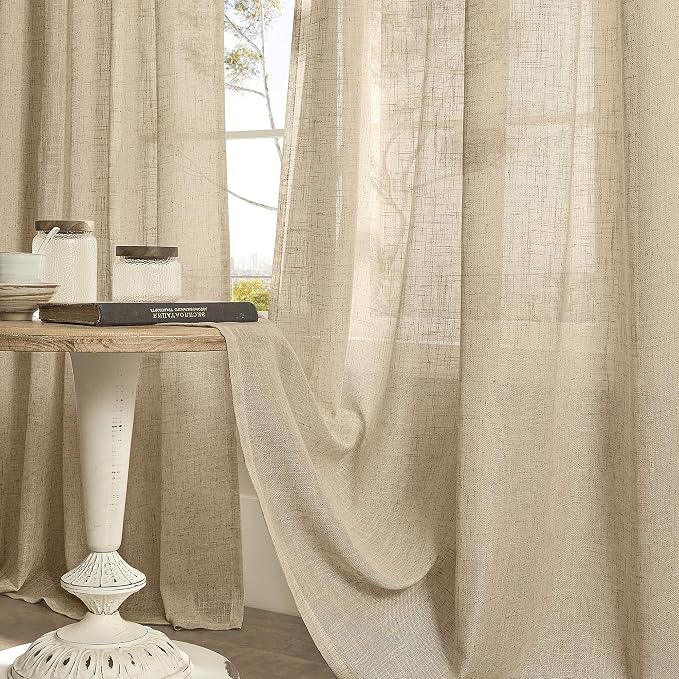 LAMIT Brown Linen Curtains 72 inches Long - Image 8