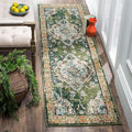 SAFAVIEH Monaco Collection Runner Rug - 2'2" x 18', Forest Green & Light Blue, Medallion Distressed Design, Non-Shedding & Easy Care, Ideal for High Traffic Areas in Living Room, Bedroom (MNC243F)