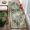 SAFAVIEH Monaco Collection Runner Rug - 2'2" x 20', Forest Green & Light Blue, Medallion Distressed Design, Non-Shedding & Easy Care, Ideal for High Traffic Areas in Living Room, Bedroom (MNC243F)