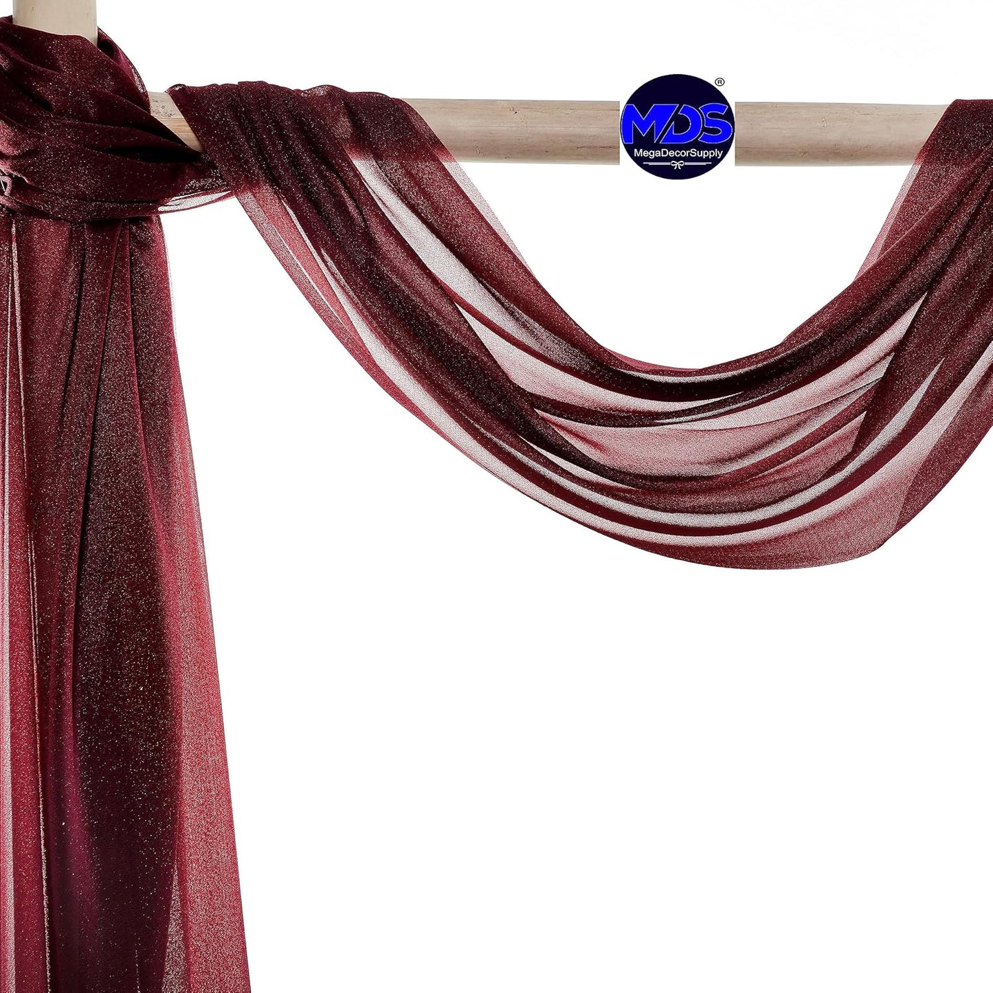 MDS Halloween Chiffon Draping Fabric - 2 Panel, 30" Wide x 50ft Long - Sheer Spooky Arbor & Canopy Drapery for Haunted House Backdrops, Party Ceilings, DIY Costumes & Themed Events - Burgundy
