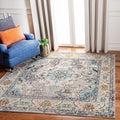 SAFAVIEH Monaco Collection Area Rug - 6'7" Square, Grey & Light Blue, Boho Chic Medallion Distressed Design, Non-Shedding & Easy Care, Ideal for High Traffic Areas in Living Room, Bedroom (MNC243G)