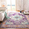 SAFAVIEH Monaco Collection Area Rug - 9' x 12', Violet & Light Blue, Boho Chic Medallion Distressed Design, Non-Shedding & Easy Care, Ideal for High Traffic Areas in Living Room, Bedroom (MNC243L)