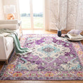 SAFAVIEH Monaco Collection Area Rug - 10' x 14', Violet & Light Blue, Boho Chic Medallion Distressed Design, Non-Shedding & Easy Care, Ideal for High Traffic Areas in Living Room, Bedroom (MNC243L)