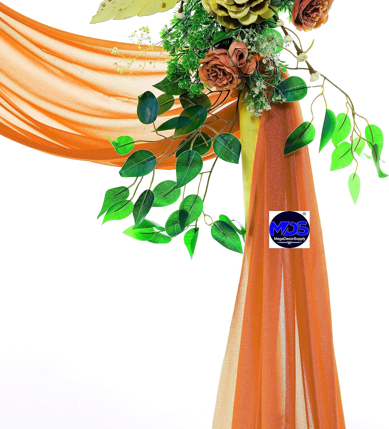 MDS Halloween Chiffon Draping Fabric - 1 Panel, 30" Wide x 40ft Long - Sheer Spooky Arbor & Canopy Drapery for Haunted House Backdrops, Party Ceilings, DIY Costumes & Themed Events - Orange