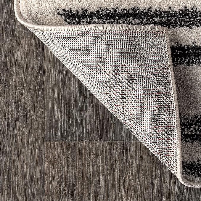 JONATHAN Y Khalil Modern Berber Stripe Cream/Black Runner Rug, 2x14, Contemporary, Bohemian, Easy-Cleaning for Living Room, Bedroom, Kitchen, Pet Friendly, Non-Shedding (MOH207A-214)