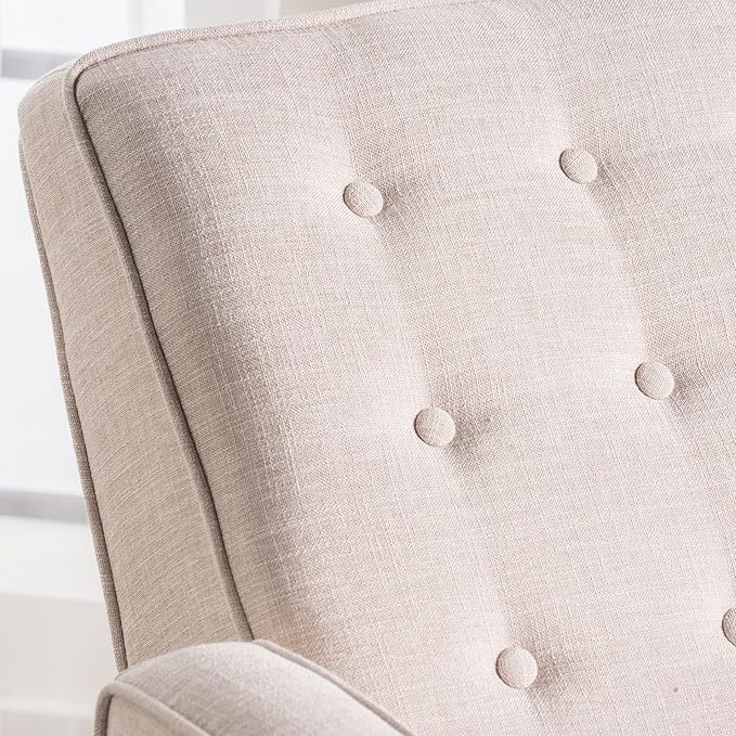 GDFStudio Marston Mid Century Modern Fabric Recliner (Set of 2) (Cream)