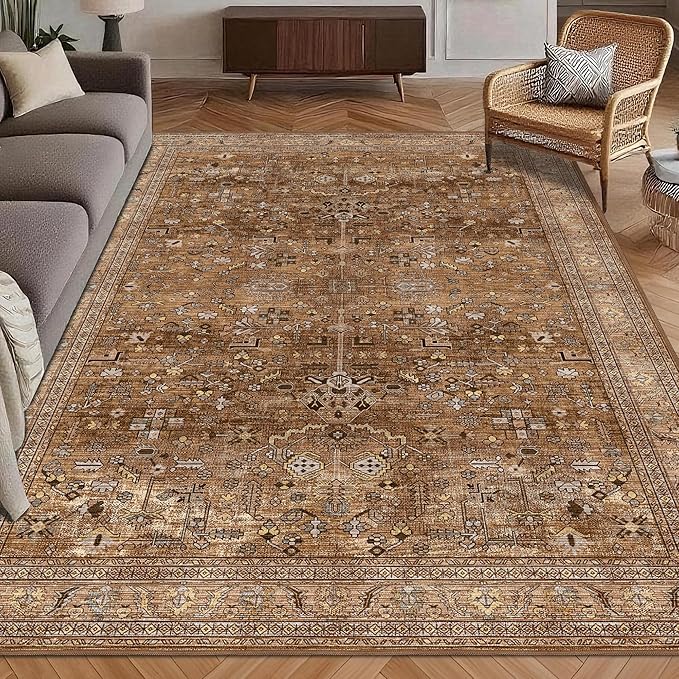 Washable Area Rug 8' x 10' Vintage Traditional Persian Mat by Unknown