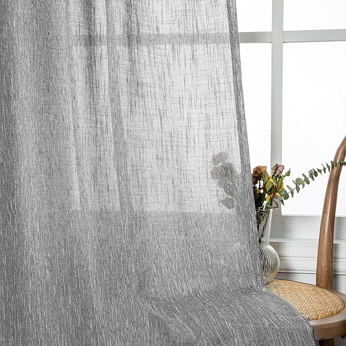 MYSKY HOME Long Sheer Curtains Farmhouse, Sliding Door Curtain - Image 6