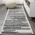 JONATHAN Y Khalil Modern Berber Stripe Cream/Black Runner Rug, 2x20, Contemporary, Bohemian, Easy-Cleaning for Living Room, Bedroom, Kitchen, Pet Friendly, Non-Shedding (MOH207A-220)