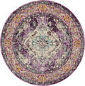 SAFAVIEH Monaco Collection Area Rug - 3' Round, Violet & Light Blue, Boho Chic Medallion Distressed Design, Non-Shedding & Easy Care, Ideal for High Traffic Areas in Living Room, Bedroom (MNC243L)