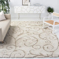 SAFAVIEH Florida Shag Collection X-Large Area Rug - 11' x 15', Cream & Beige, Scroll Design, Non-Shedding & Easy Care, 1.2-inch Thick Ideal for High Traffic Areas in Living Room, Bedroom (SG455-1113)