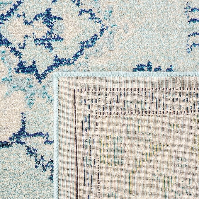 SAFAVIEH Monaco Collection Accent Rug - 3' x 5', Light Blue & Ivory, Medallion Distressed Design, Non-Shedding & Easy Care, Ideal for High Traffic Areas in Entryway, Living Room, Bedroom (MNC243K)