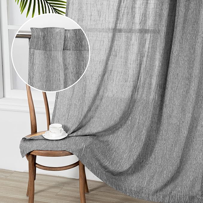 MYSKY HOME 95 Inch Curtains Farmhouse Light Filtering Privacy Curtain Drapes by MYSKYHOME