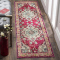 SAFAVIEH Monaco Collection Runner Rug - 2'2" x 18', Pink & Multi, Boho Chic Medallion Distressed Design, Non-Shedding & Easy Care, Ideal for High Traffic Areas in Living Room, Bedroom (MNC243D)