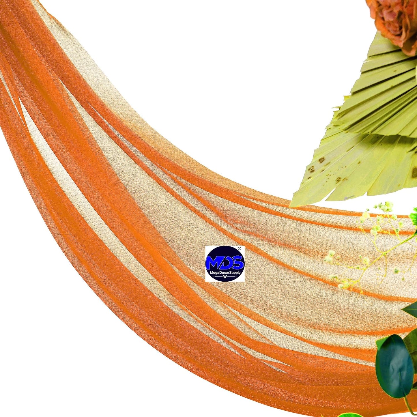 MDS Halloween Chiffon Draping Fabric - 2 Panel, 30" Wide x 40ft Long - Sheer Spooky Arbor & Canopy Drapery for Haunted House Backdrops, Party Ceilings, DIY Costumes & Themed Events - Orange