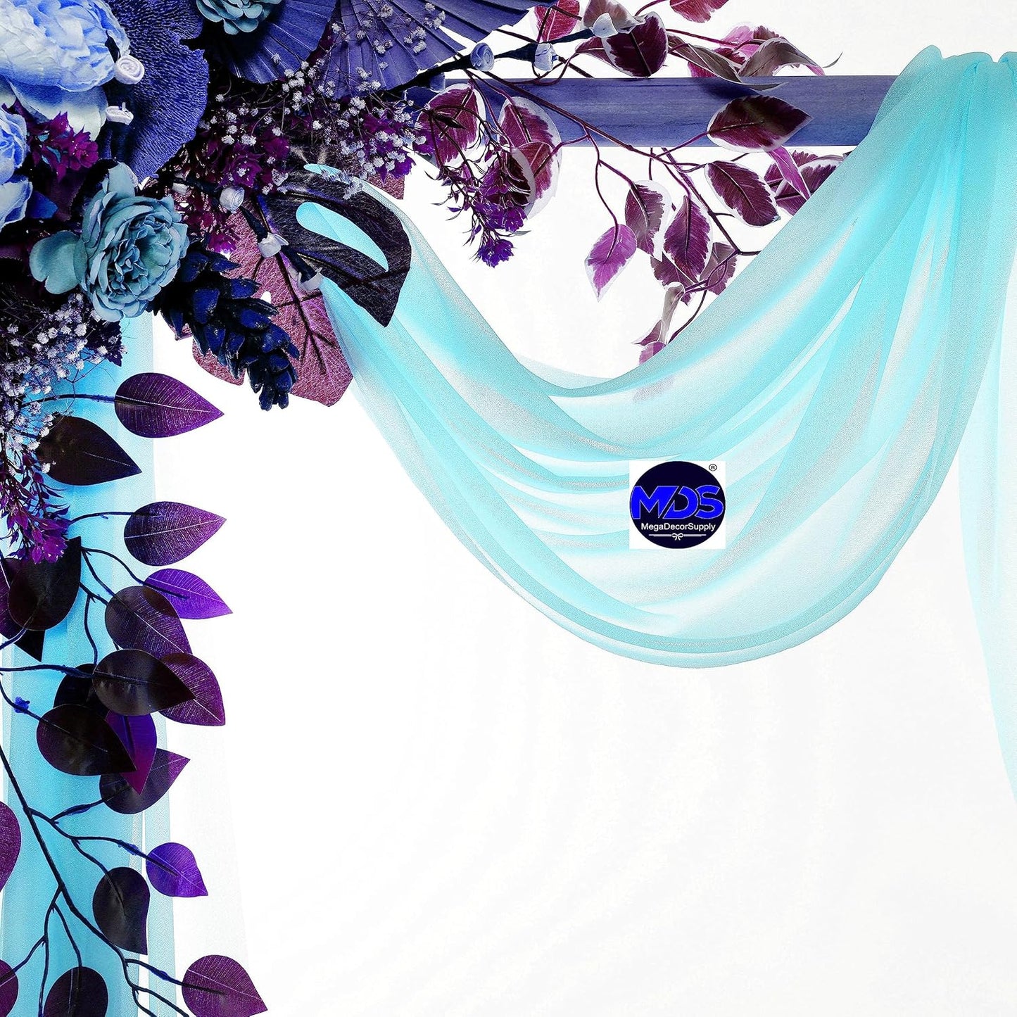 MDS Halloween Chiffon Draping Fabric - 1 Panel, 30" Wide x 50ft Long - Sheer Spooky Arbor & Canopy Drapery for Haunted House Backdrops, Party Ceilings, DIY Costumes & Themed Events - Teal