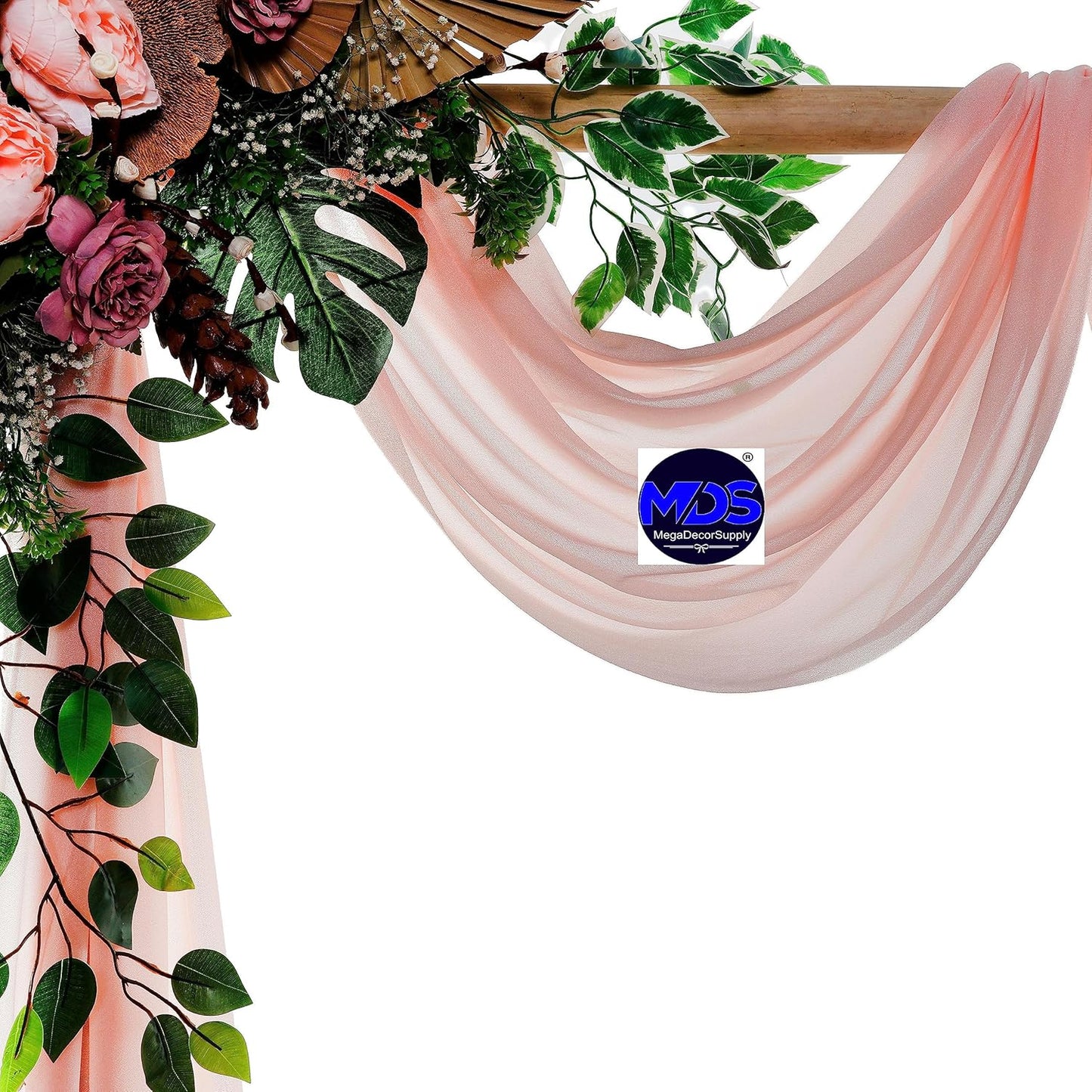 MDS Halloween Chiffon Draping Fabric - 2 Panel, 30" Wide x 75ft Long - Sheer Spooky Arbor & Canopy Drapery for Haunted House Backdrops, Party Ceilings, DIY Costumes & Themed Events - Dusty Rose