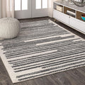 JONATHAN Y Khalil Modern Berber Stripe Cream/Black Indoor Area Rug, 9x12, Contemporary, Bohemian, Easy-Cleaning for Living Room, Bedroom, Kitchen, Pet Friendly, Non-Shedding (MOH207A-9)