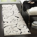 SAFAVIEH Florida Shag Collection Runner Rug - 2'3" x 13', Ivory & Black, Scroll Design, Non-Shedding & Easy Care, 1.2-inch Thick Ideal for High Traffic Areas in Living Room, Bedroom (SG455-1290)