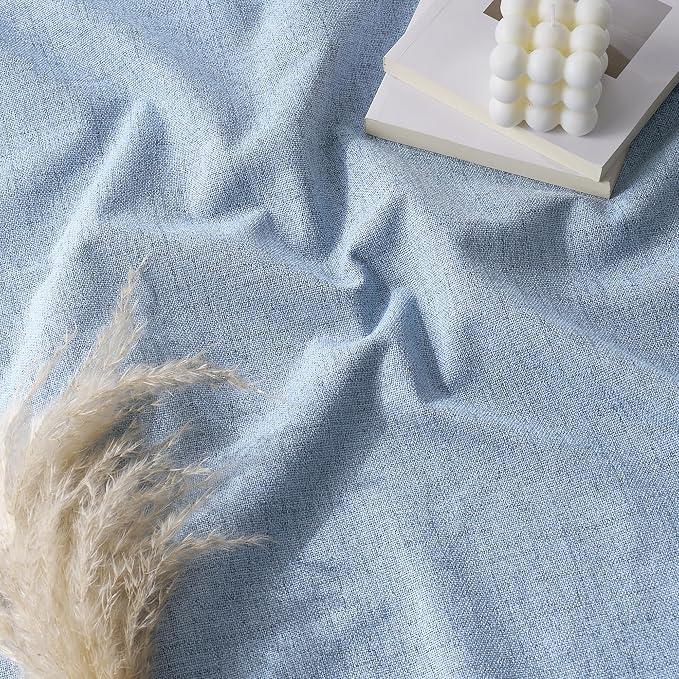 RYB HOME Smoky Blue Linen 100% Blackout Curtains - Image 8