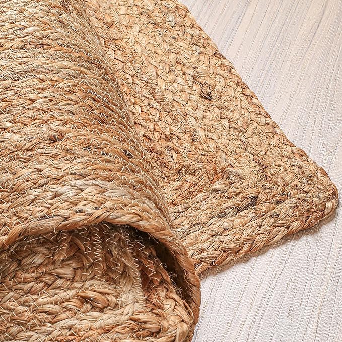 Hausattire Hand Woven Jute Braided Rug, Reversible Boho Entry Area Rugs - Image 5