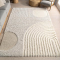 nuLOOM Gloria Abstract Shag Area Rug, 8' Round, Beige