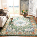 SAFAVIEH Monaco Collection Area Rug - 10' x 14', Forest Green & Light Blue, Medallion Distressed Design, Non-Shedding & Easy Care, Ideal for High Traffic Areas in Living Room, Bedroom (MNC243F)