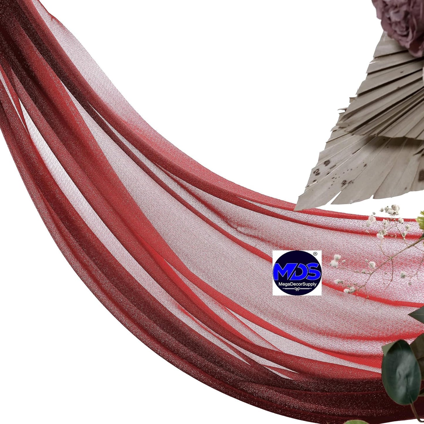 MDS Halloween Chiffon Draping Fabric - 2 Panel, 30" Wide x 30ft Long - Sheer Spooky Arbor & Canopy Drapery for Haunted House Backdrops, Party Ceilings, DIY Costumes & Themed Events - Apple Red