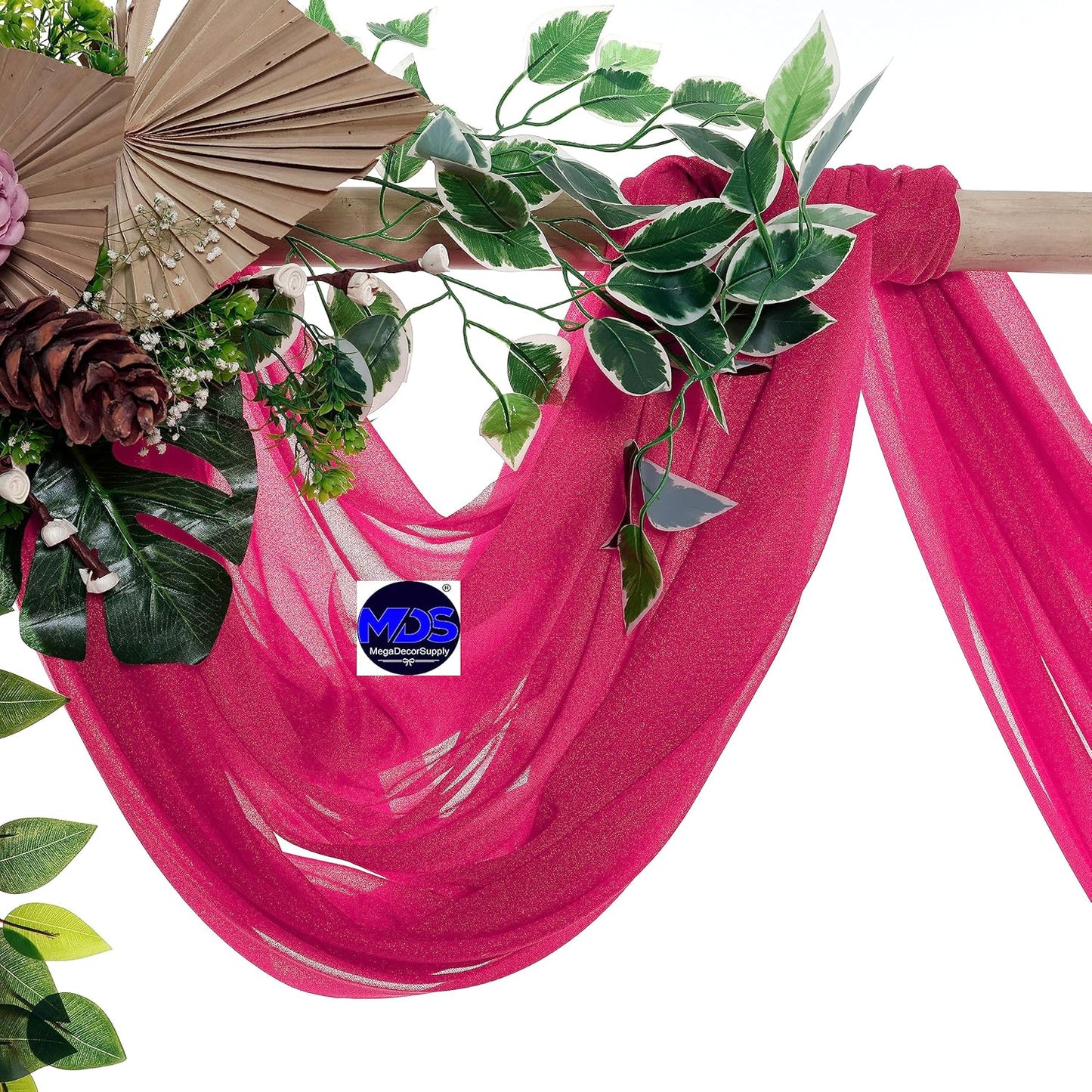 MDS Halloween Chiffon Draping Fabric - 1 Panel, 30" Wide x 40ft Long - Sheer Spooky Arbor & Canopy Drapery for Haunted House Backdrops, Party Ceilings, DIY Costumes & Themed Events - Hot Pink