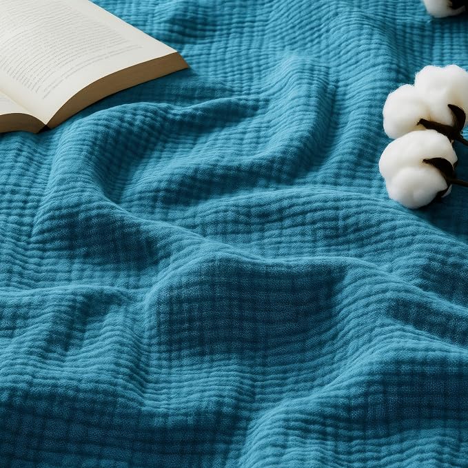 Bedsure 100% Cotton Muslin Throw Blanket Large 50x70 Inches by BEDSURE