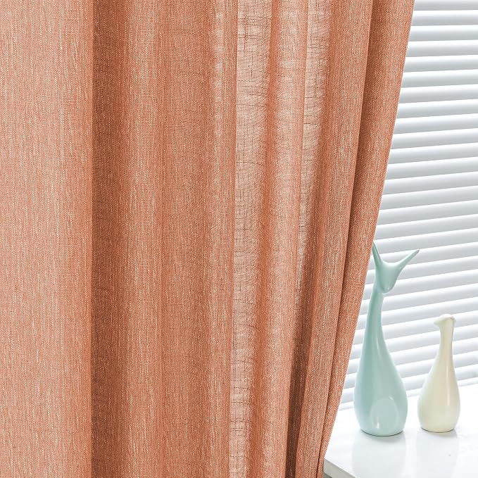 MYSKY HOME Orange Curtains for Bedroom, Short Curtains for Small Window - Image 4