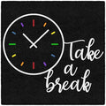 Flagship Carpets Take A Break Childrens Time Clock Classroom Entryway or Home Door Mat or Small Area Rug, 30" x 30", Black