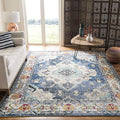 SAFAVIEH Monaco Collection Area Rug - 8' x 10', Navy & Light Blue, Boho Chic Medallion Distressed Design, Non-Shedding & Easy Care, Ideal for High Traffic Areas in Living Room, Bedroom (MNC243N)