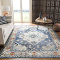 SAFAVIEH Monaco Collection Area Rug - 9' x 12', Navy & Light Blue, Boho Chic Medallion Distressed Design, Non-Shedding & Easy Care, Ideal for High Traffic Areas in Living Room, Bedroom (MNC243N)