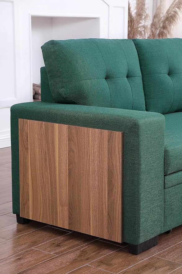 Devion Furniture Garisa 4-in-1 Convertible L Shaped Couch with Pull Out Bed and Storage, Sectional Sleeper Sofa with Reversible Chaise for Living Room, Apartment, Bedroom, Office