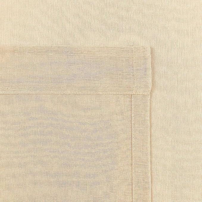DWCN Beige Sheer Curtains Semi Transparent Voile Rod Pocket Curtains - Image 6