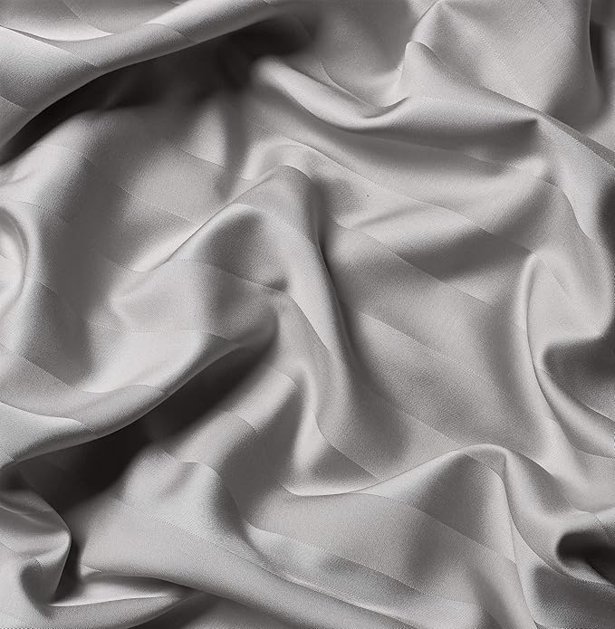 King Sheets by Pure Bamboo, Genuine 100% Organic Viscose Derived from Bamboo Bed Sheet Set, Luxuriously Soft & Cooling, Double Stitching, Lifetime Quality Promise (King, Jacquard Silver)