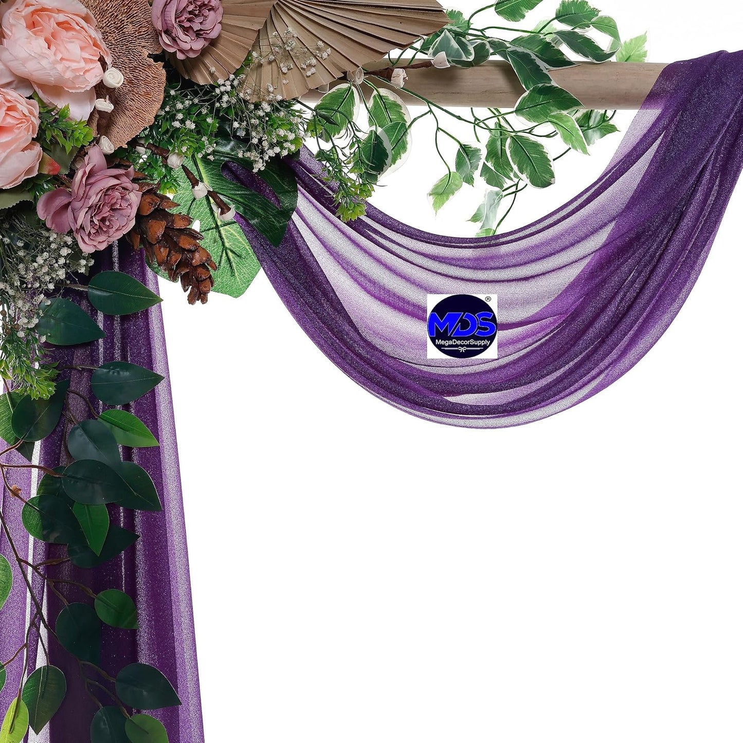MDS Halloween Chiffon Draping Fabric - 1 Panel, 30" Wide x 100ft Long - Sheer Spooky Arbor & Canopy Drapery for Haunted House Backdrops, Party Ceilings, DIY Costumes & Themed Events - Cadbury Purple