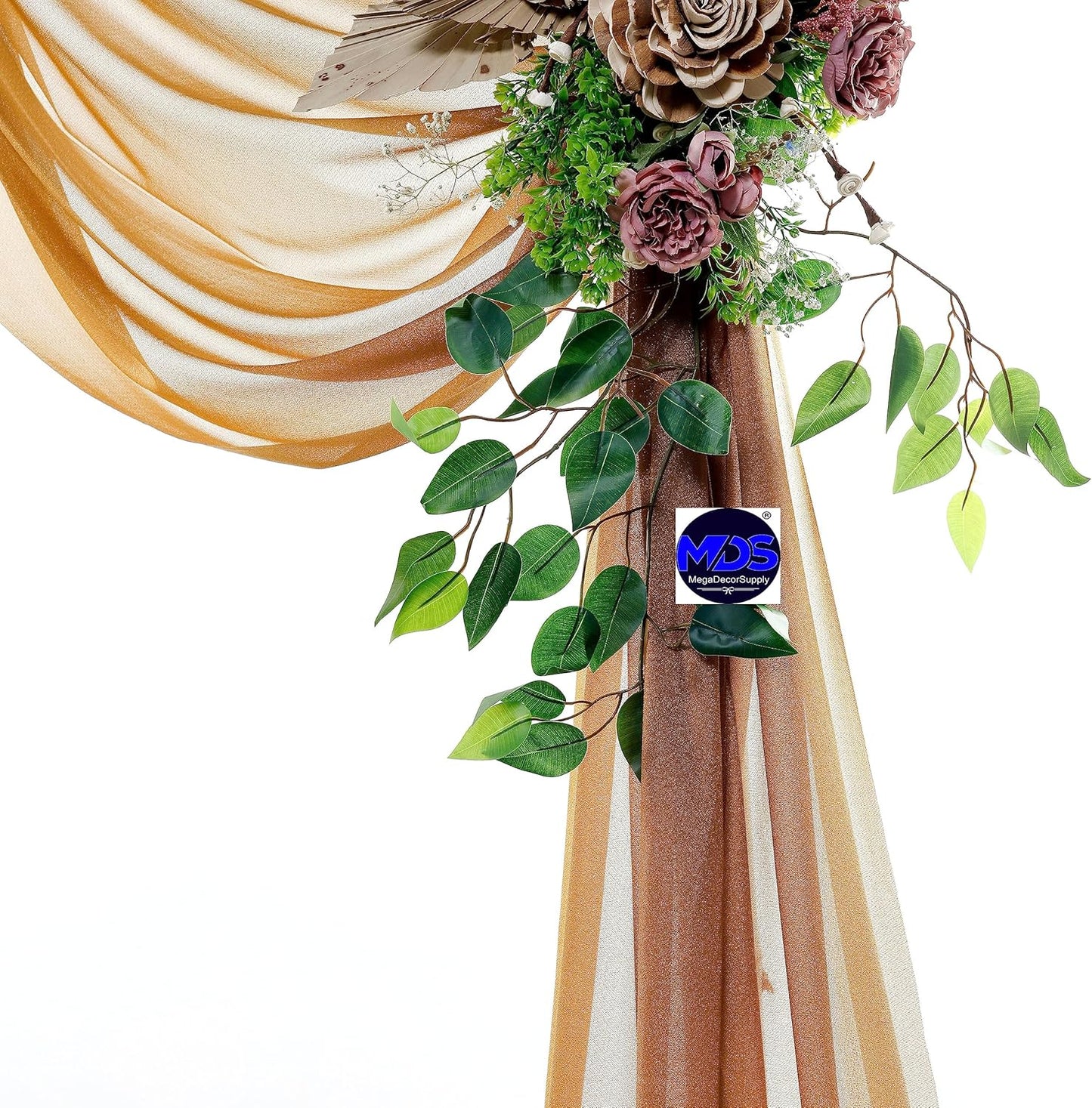 MDS Halloween Chiffon Draping Fabric - 2 Panel, 30" Wide x 100ft Long - Sheer Spooky Arbor & Canopy Drapery for Haunted House Backdrops, Party Ceilings, DIY Costumes & Themed Events - Mocha