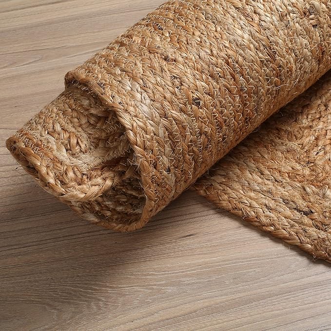 Hausattire Hand Woven Jute Braided Area Rug, 8’x10’ – Natural, Reversible Boho - Image 6