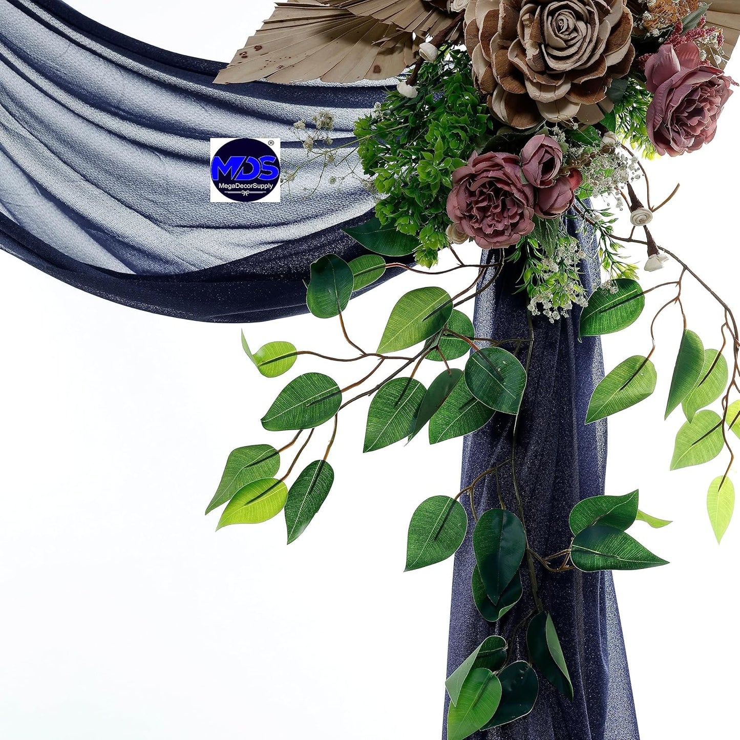 MDS Halloween Chiffon Draping Fabric - 1 Panel, 30" Wide x 20ft Long - Sheer Spooky Arbor & Canopy Drapery for Haunted House Backdrops, Party Ceilings, DIY Costumes & Themed Events - Navy Blue