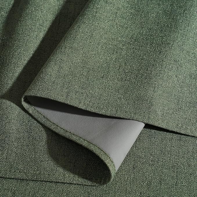 RYB HOME Olive Green 100% Blackout Linen Curtains 108 inches Long, Luxury - Image 4
