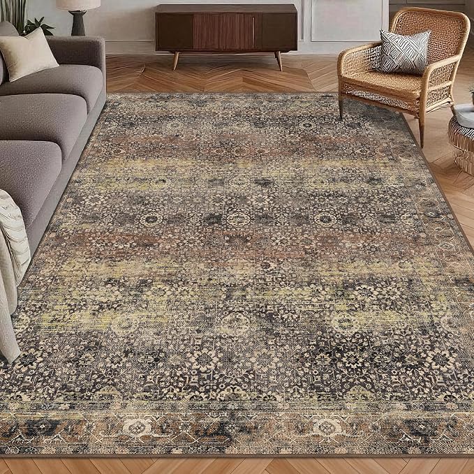 Washable Area Rug 6' x 9' Vintage Traditional Persian Mat by Unknown