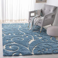 SAFAVIEH Florida Shag Collection Area Rug - 5'3" x 7'6", Light Blue & Cream, Scroll Design, Non-Shedding & Easy Care, 1.2-inch Thick Ideal for High Traffic Areas in Living Room, Bedroom (SG455-6011)