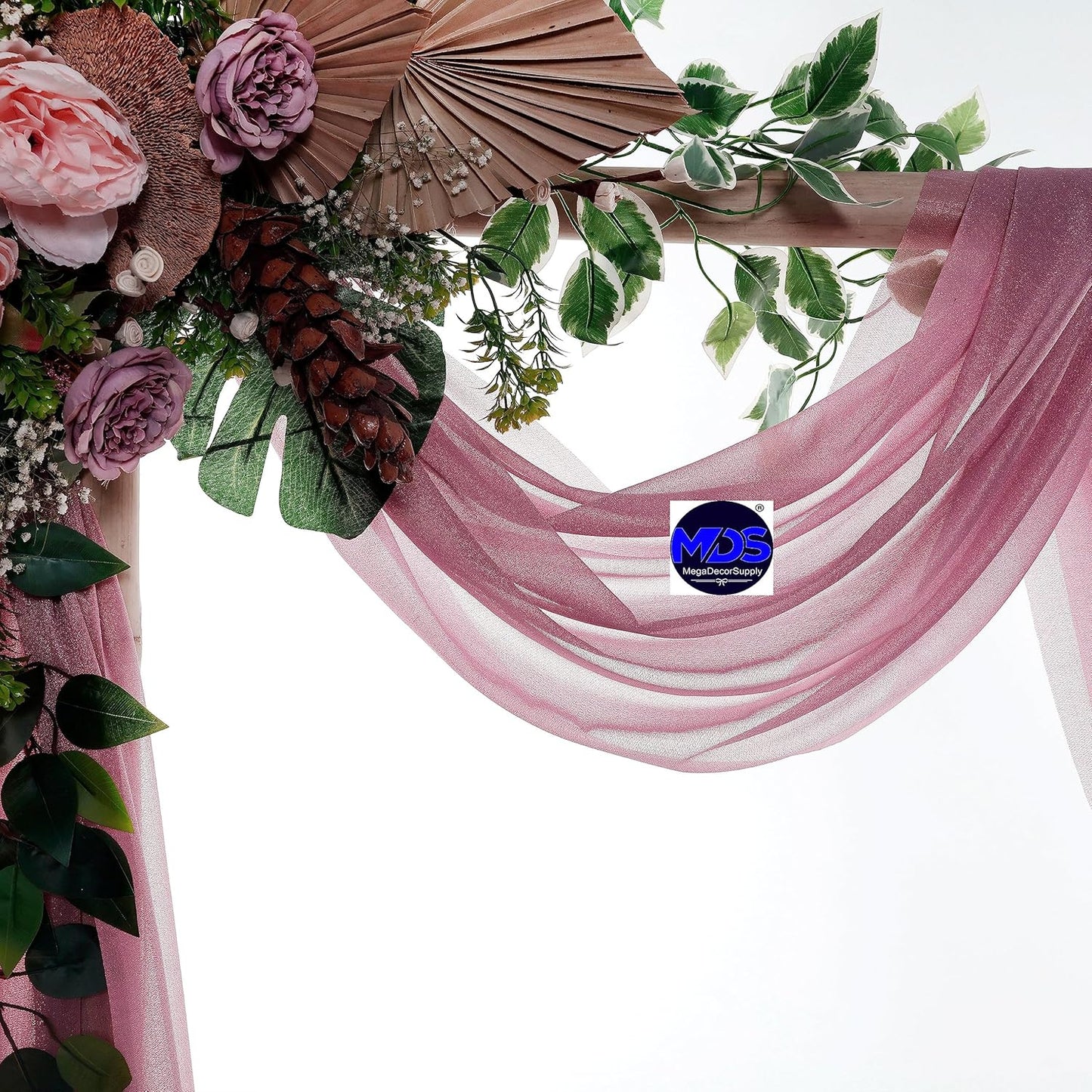 MDS Halloween Chiffon Draping Fabric - 2 Panel, 30" Wide x 40ft Long - Sheer Spooky Arbor & Canopy Drapery for Haunted House Backdrops, Party Ceilings, DIY Costumes & Themed Events - Mauva