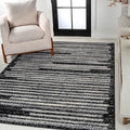 JONATHAN Y Khalil Modern Berber Stripe Black/Cream Indoor Area Rug, 8x10, Contemporary, Bohemian, Easy-Cleaning for Living Room, Bedroom, Kitchen, Pet Friendly, Non-Shedding (MOH207F-8)