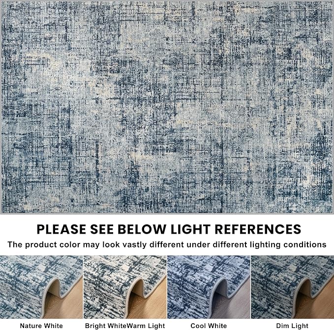6x9 Area Rugs for Living Room Washable Rug: Anti-Skid Abstract Modern Living - Image 9