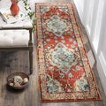 SAFAVIEH Monaco Collection Runner Rug - 2'2" x 18', Orange & Light Blue, Boho Chic Medallion Distressed Design, Non-Shedding & Easy Care, Ideal for High Traffic Areas in Living Room, Bedroom (MNC243H)